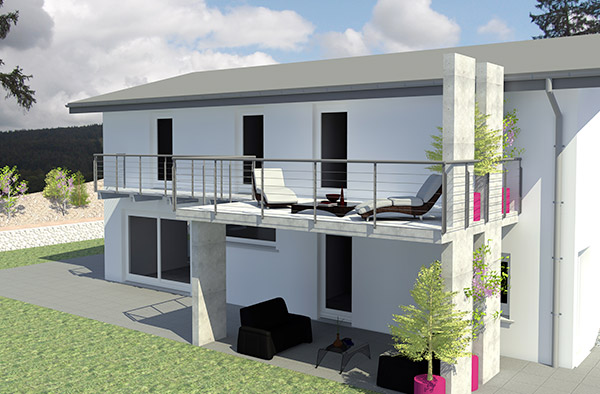 Projet de construction d’une terrasse, intégration avec photos réalistes (Les Bois) 2013